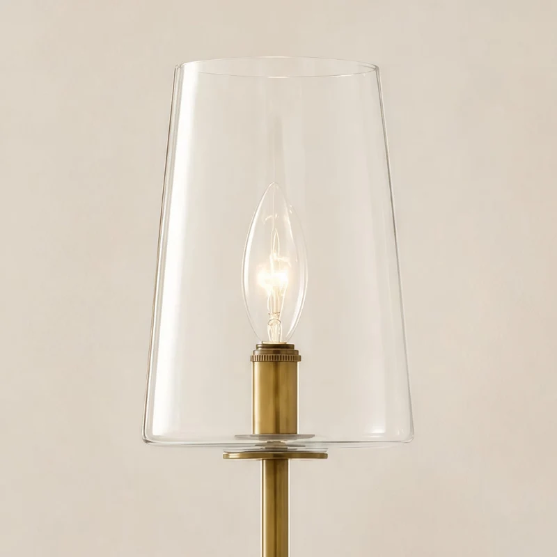 Glazen Wandlamp met Helder Glas – Enkelvoudige tot Drievoudige Configuratie – Elegante Badkamerverlichting | Sansoti
