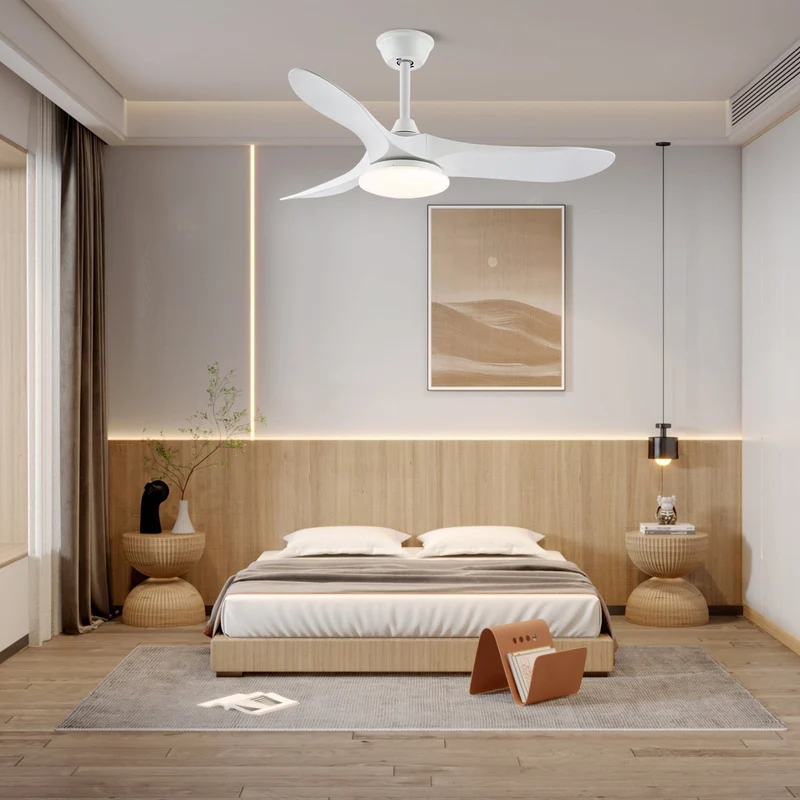 Plafondventilator met LED-verlichting — Modern design met houtnerf en 6 snelheden | Sansoti