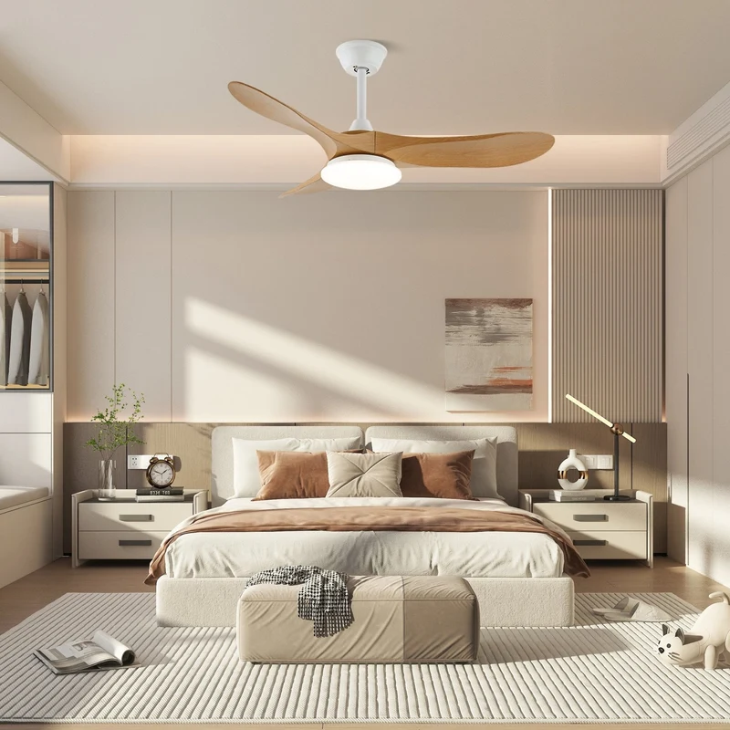 Plafondventilator met LED-verlichting — Modern design met houtnerf en 6 snelheden | Sansoti