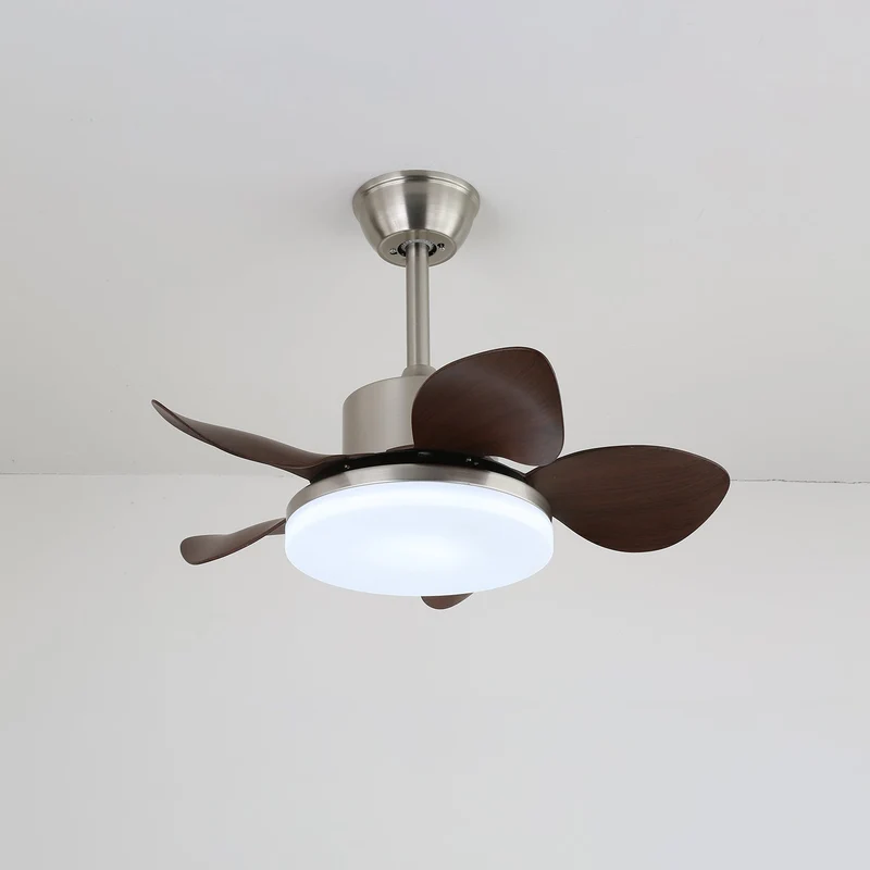 Houten Plafondventilator Kaelen met Verlichting ø71cm | LED Ventilatorlamp Kantelbare Bladen Afstandsbediening 6 Standen | Modern Scandinavisch Ontwerp Nikkel Walnoothout Acryl | Sansoti