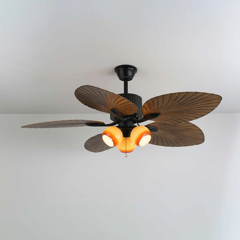 Plafondventilator Palm Whisper Vintage met Geïntegreerde Verlichting 132 cm | Sansoti