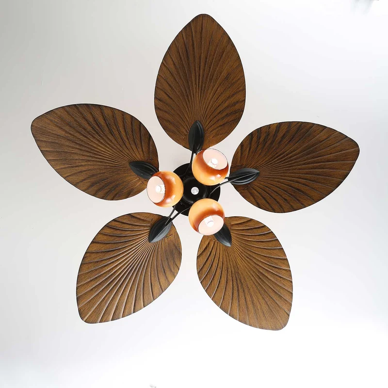Plafondventilator Palm Whisper Vintage met Geïntegreerde Verlichting 132 cm | Sansoti