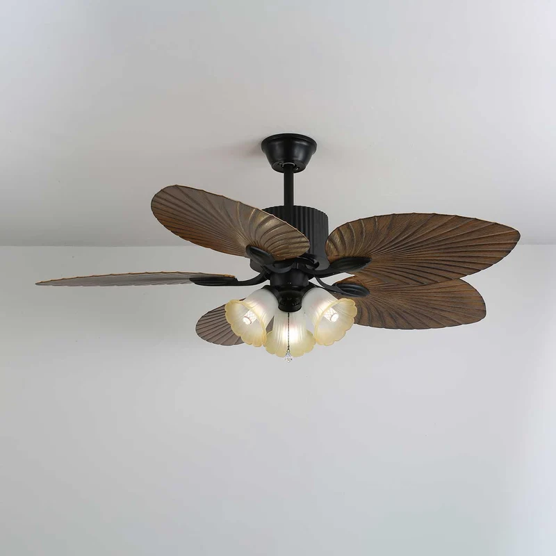 Plafondventilator Palm Whisper Vintage met Geïntegreerde Verlichting 132 cm | Sansoti