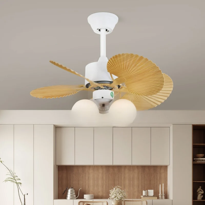 Vintage Plafondventilator Aurelia met Verlichting en Hout – Ø80×30cm 35W LED | Sansoti