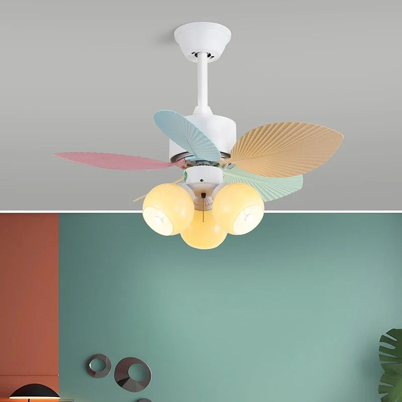 Plafondventilator met gekleurd glaslicht – Ø76cm dimbaar – 6 snelheden incl. afstandsbediening – stille motor – modern design voor woonkamer slaapkamer | Sansoti