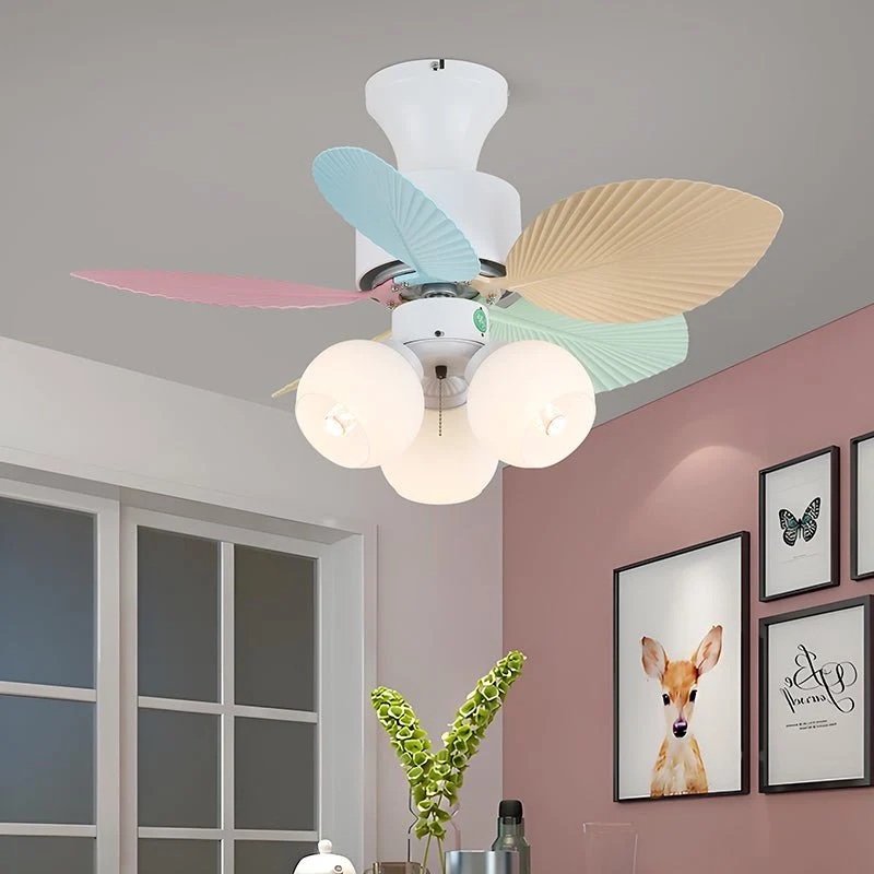 Plafondventilator met gekleurd glaslicht – Ø76cm dimbaar – 6 snelheden incl. afstandsbediening – stille motor – modern design voor woonkamer slaapkamer | Sansoti