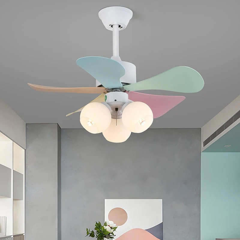 Plafondventilator met gekleurd glaslicht – Ø76cm dimbaar – 6 snelheden incl. afstandsbediening – stille motor – modern design voor woonkamer slaapkamer | Sansoti