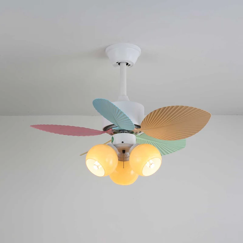 Plafondventilator met gekleurd glaslicht – Ø76cm dimbaar – 6 snelheden incl. afstandsbediening – stille motor – modern design voor woonkamer slaapkamer | Sansoti