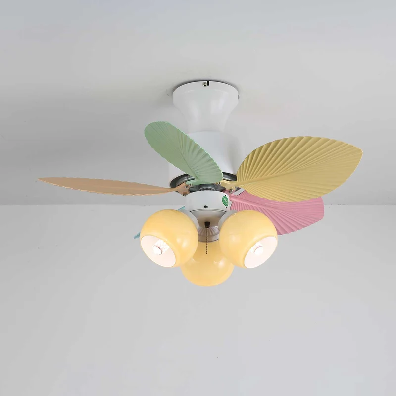 Plafondventilator met gekleurd glaslicht – Ø76cm dimbaar – 6 snelheden incl. afstandsbediening – stille motor – modern design voor woonkamer slaapkamer | Sansoti