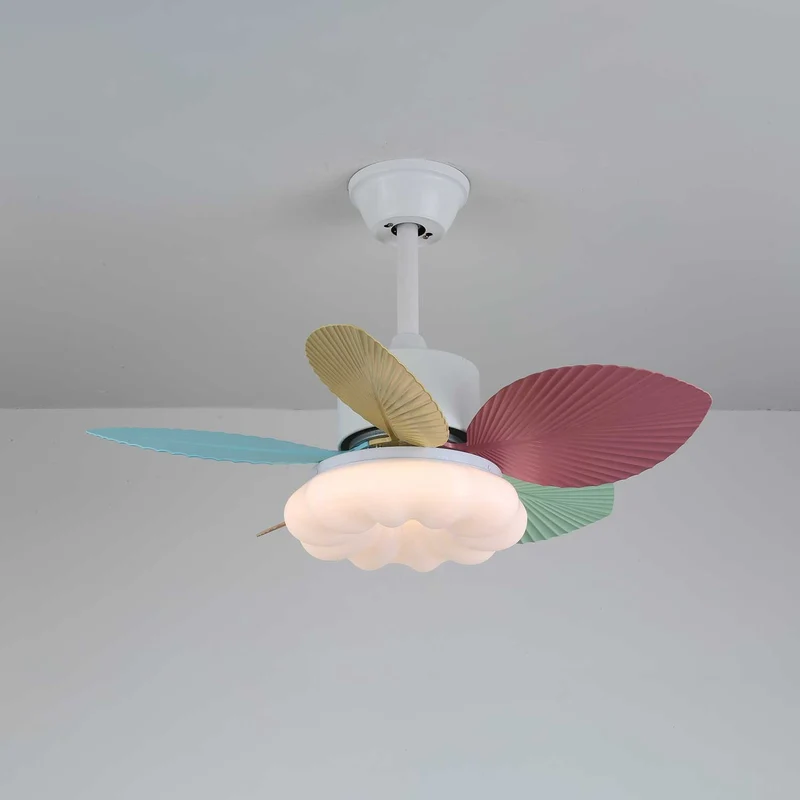 Plafondventilator met gekleurd glaslicht – Ø76cm dimbaar – 6 snelheden incl. afstandsbediening – stille motor – modern design voor woonkamer slaapkamer | Sansoti