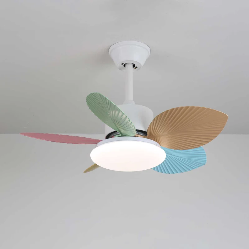Plafondventilator met gekleurd glaslicht – Ø76cm dimbaar – 6 snelheden incl. afstandsbediening – stille motor – modern design voor woonkamer slaapkamer | Sansoti
