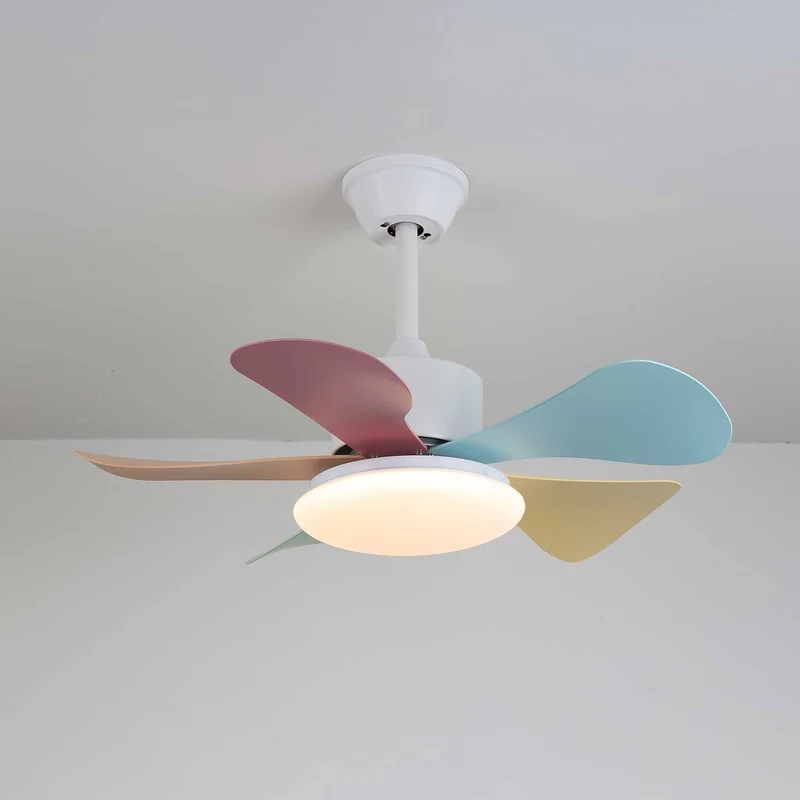 Plafondventilator met gekleurd glaslicht – Ø76cm dimbaar – 6 snelheden incl. afstandsbediening – stille motor – modern design voor woonkamer slaapkamer | Sansoti