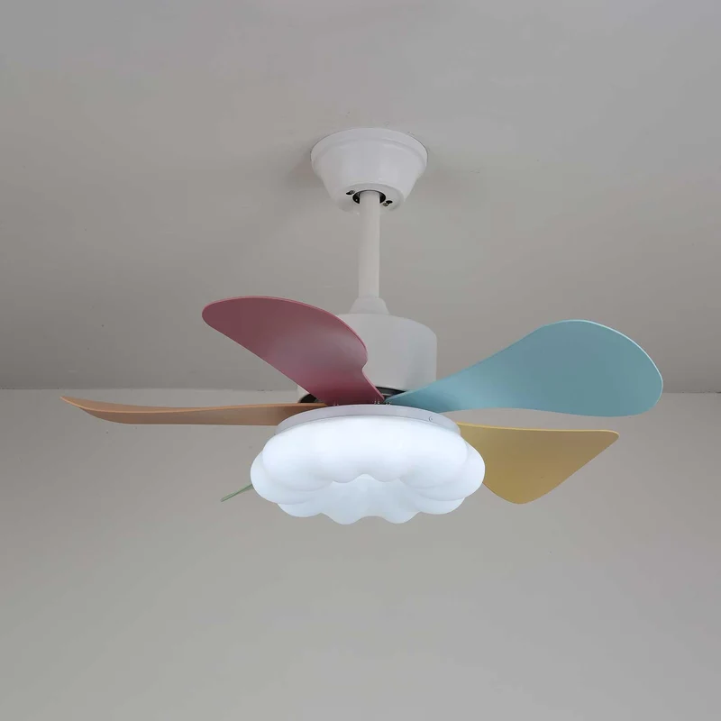Plafondventilator met gekleurd glaslicht – Ø76cm dimbaar – 6 snelheden incl. afstandsbediening – stille motor – modern design voor woonkamer slaapkamer | Sansoti