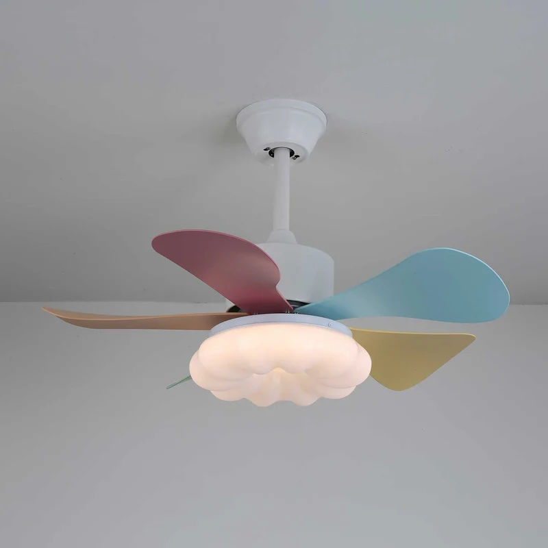 Plafondventilator met gekleurd glaslicht – Ø76cm dimbaar – 6 snelheden incl. afstandsbediening – stille motor – modern design voor woonkamer slaapkamer | Sansoti