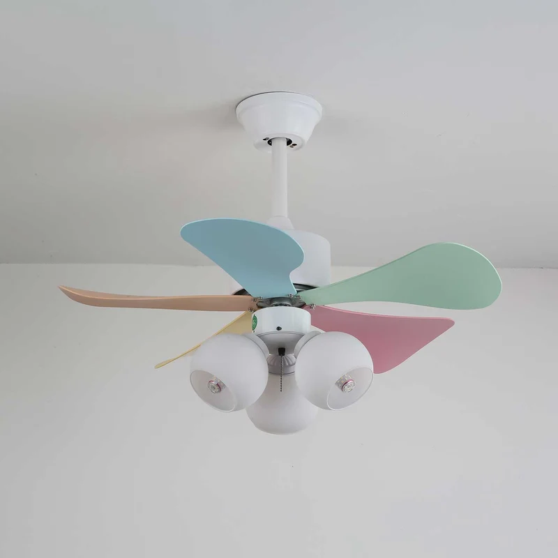 Plafondventilator met gekleurd glaslicht – Ø76cm dimbaar – 6 snelheden incl. afstandsbediening – stille motor – modern design voor woonkamer slaapkamer | Sansoti