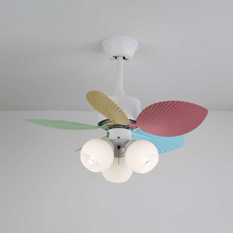 Plafondventilator met gekleurd glaslicht – Ø76cm dimbaar – 6 snelheden incl. afstandsbediening – stille motor – modern design voor woonkamer slaapkamer | Sansoti