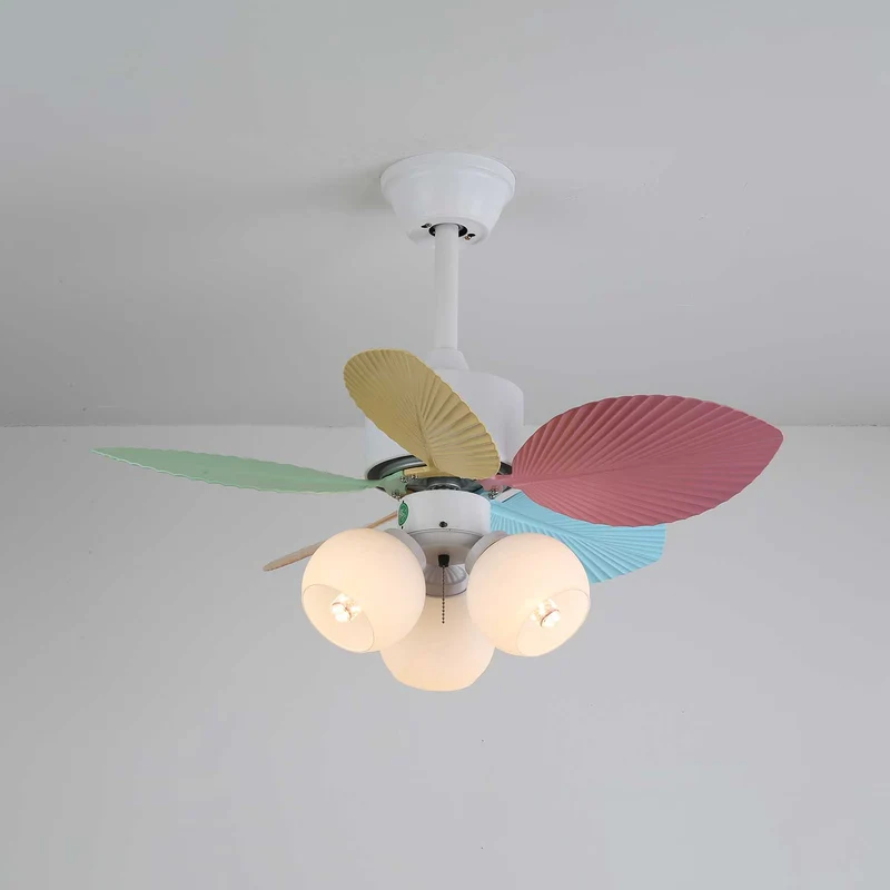 Plafondventilator met gekleurd glaslicht – Ø76cm dimbaar – 6 snelheden incl. afstandsbediening – stille motor – modern design voor woonkamer slaapkamer | Sansoti
