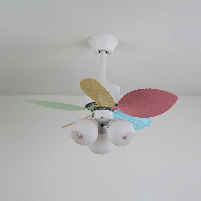 Plafondventilator met gekleurd glaslicht – Ø76cm dimbaar – 6 snelheden incl. afstandsbediening – stille motor – modern design voor woonkamer slaapkamer | Sansoti
