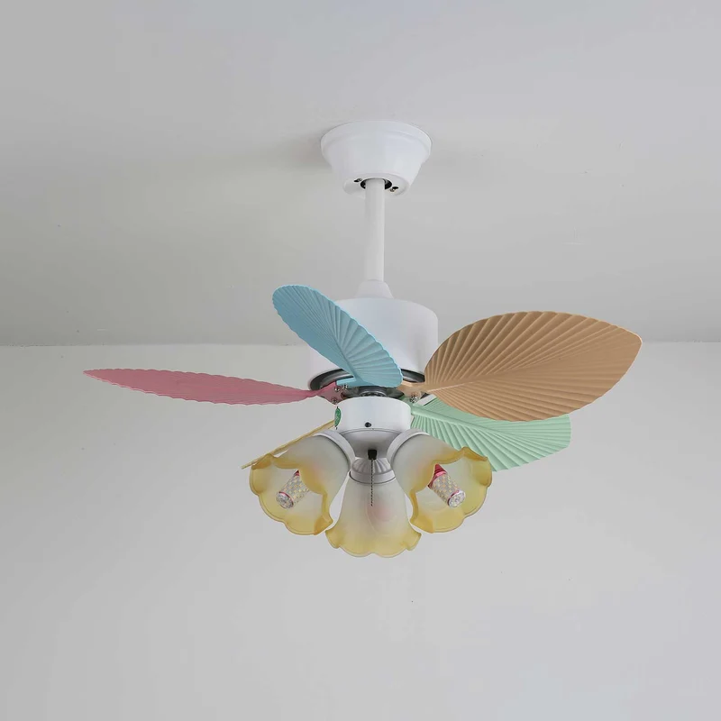 Plafondventilator met gekleurd glaslicht – Ø76cm dimbaar – 6 snelheden incl. afstandsbediening – stille motor – modern design voor woonkamer slaapkamer | Sansoti