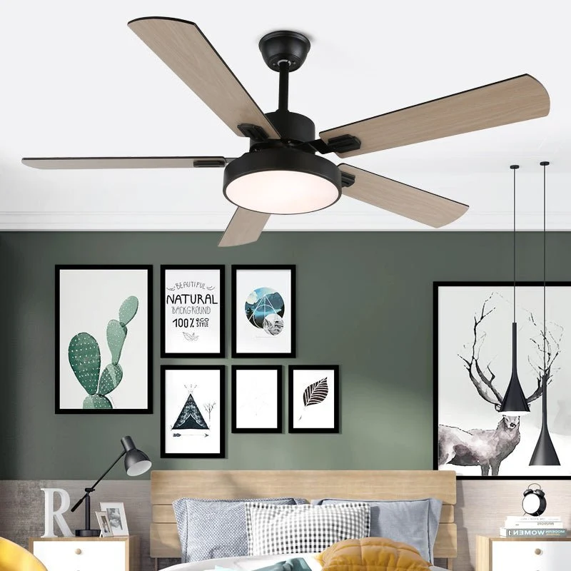 Moderne Plafondventilator met Houten Bladen & Geïntegreerde LED-Verlichting – Ø107 cm, Afstandsbediening, 6 Snelheden, Verstelbaar Vermogen | Sansoti