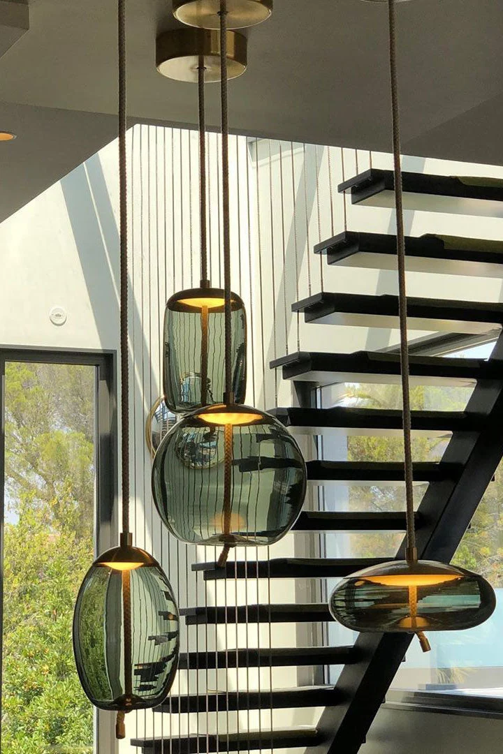 Handgeblazen Glazen Hanglamp Modern Design – Glas en Metaal – Instelbare Kabel 150cm – Geïntegreerde LED – 4 Modellen & Kleuropties | Sansoti
