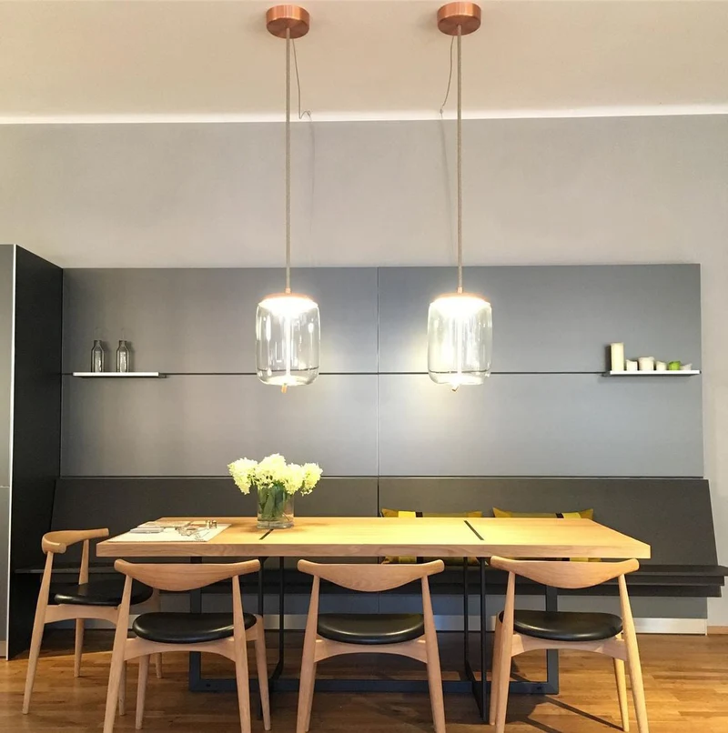 Handgeblazen Glazen Hanglamp Modern Design – Glas en Metaal – Instelbare Kabel 150cm – Geïntegreerde LED – 4 Modellen & Kleuropties | Sansoti