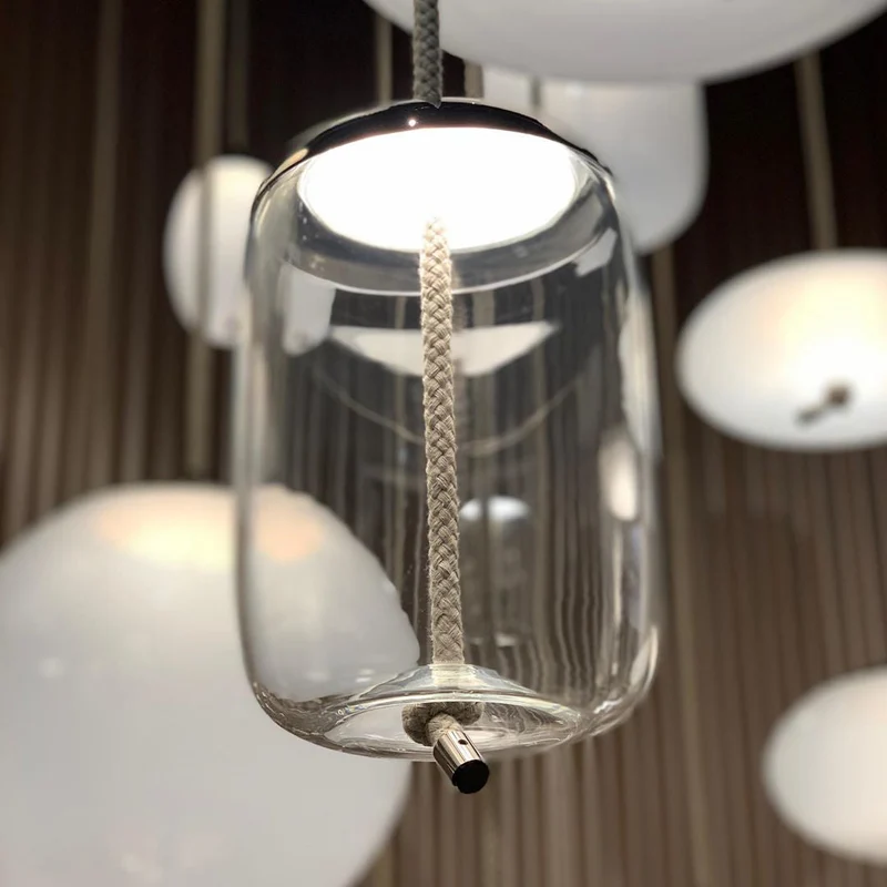Handgeblazen Glazen Hanglamp Modern Design – Glas en Metaal – Instelbare Kabel 150cm – Geïntegreerde LED – 4 Modellen & Kleuropties | Sansoti