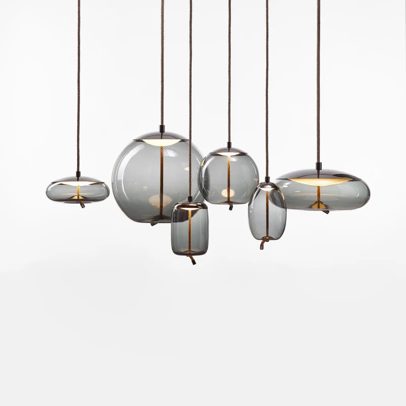 Handgeblazen Glazen Hanglamp Modern Design – Glas en Metaal – Instelbare Kabel 150cm – Geïntegreerde LED – 4 Modellen & Kleuropties | Sansoti