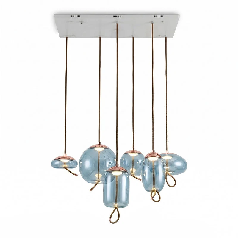 Handgeblazen Glazen Hanglamp Modern Design – Glas en Metaal – Instelbare Kabel 150cm – Geïntegreerde LED – 4 Modellen & Kleuropties | Sansoti