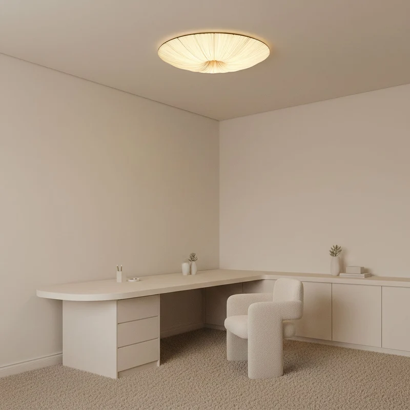 Tassel Plafondlamp Kwastjesdetail Beige Stof IJzer Warm Diffuus Licht Moderne Flush Mount Eetkamer Slaapkamer Entree | Sansoti