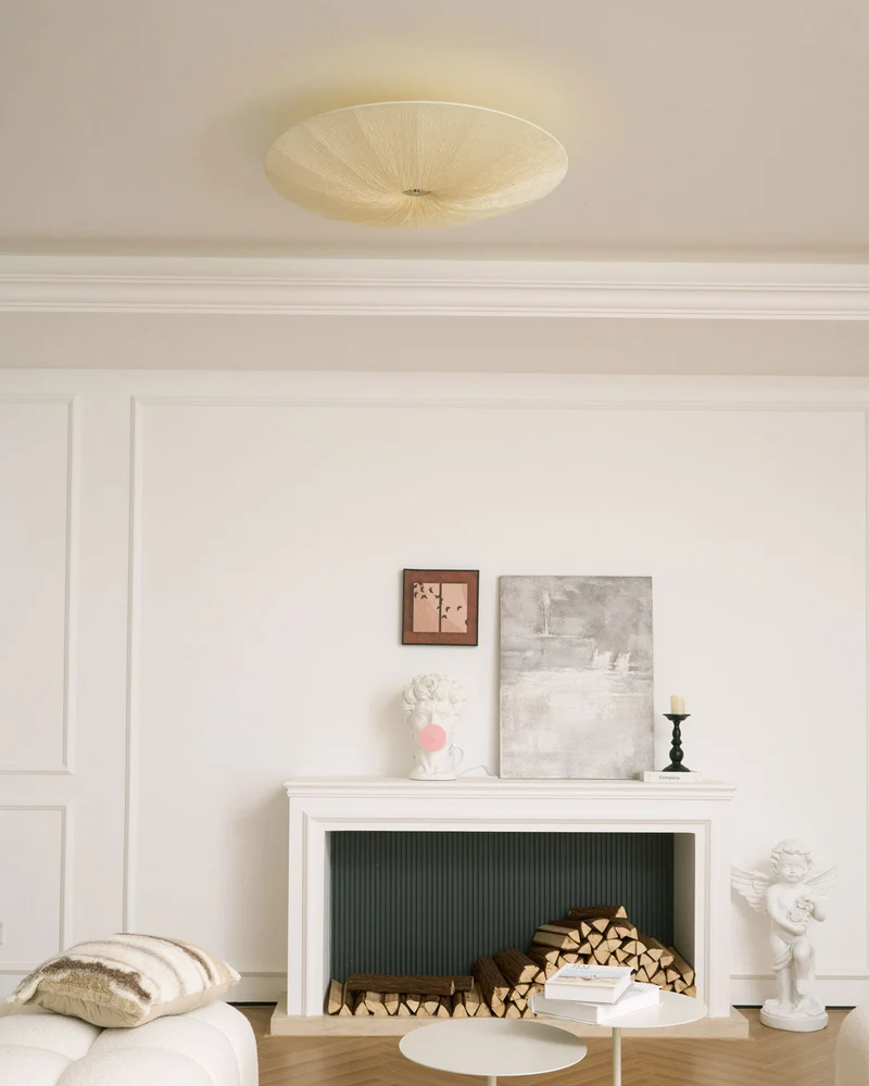 Tassel Plafondlamp Kwastjesdetail Beige Stof IJzer Warm Diffuus Licht Moderne Flush Mount Eetkamer Slaapkamer Entree | Sansoti