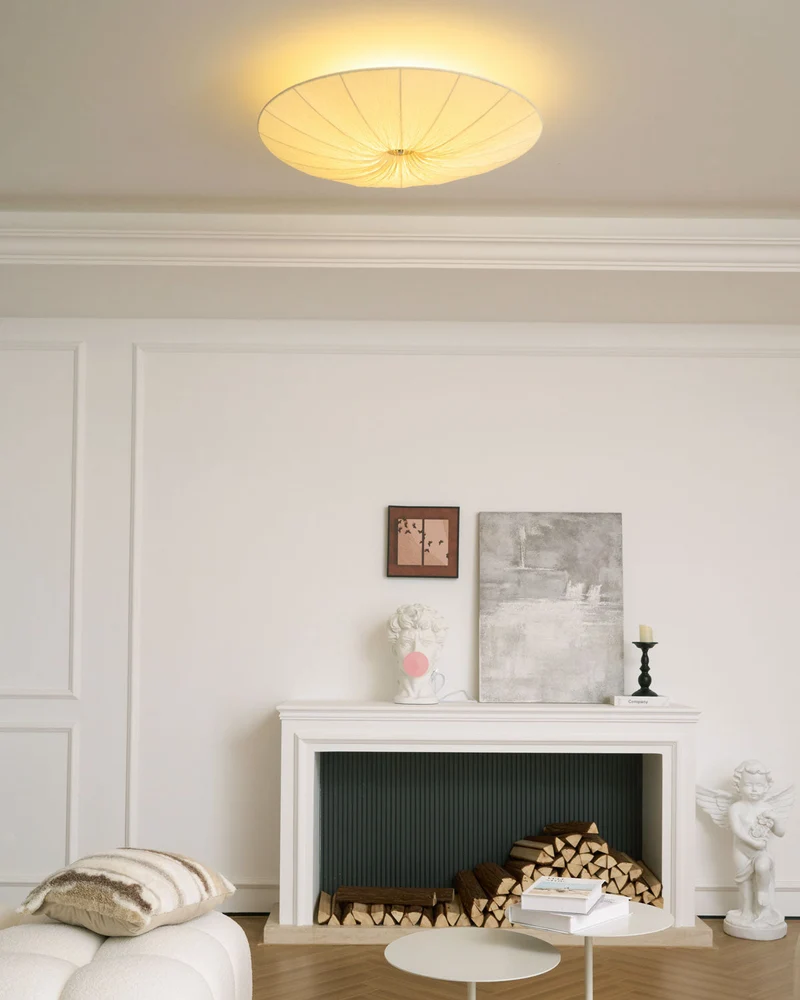 Tassel Plafondlamp Kwastjesdetail Beige Stof IJzer Warm Diffuus Licht Moderne Flush Mount Eetkamer Slaapkamer Entree | Sansoti