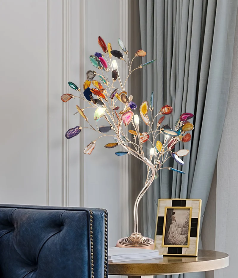 Agaat Kroonluchter – Natuursteen Hanglamp met Rozégouden Frame voor Hoge Ruimtes – Ø 65 cm & Ø 85 cm | Sansoti