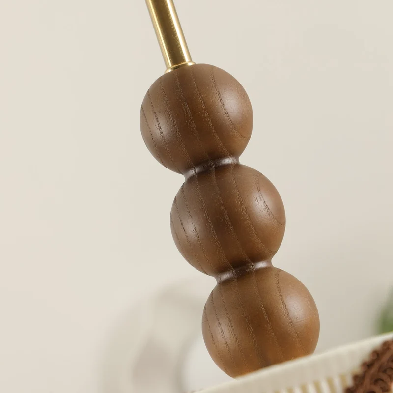 Plafondlamp met Geplooide Kap en Houten Kralen – Vintage Cottage Stijl voor Warm Sfeervol Licht | Sansoti