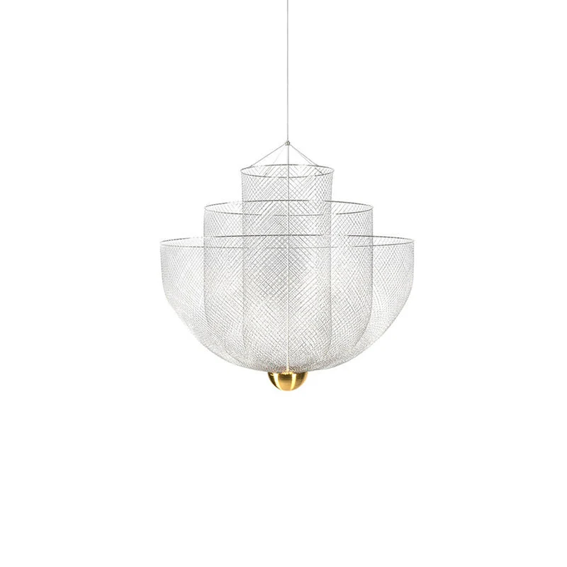 Geometrische Metalen Kroonluchter met Geïntegreerde LED en Messing Accenten – Drie Gelaagde Designlamp | Sansoti