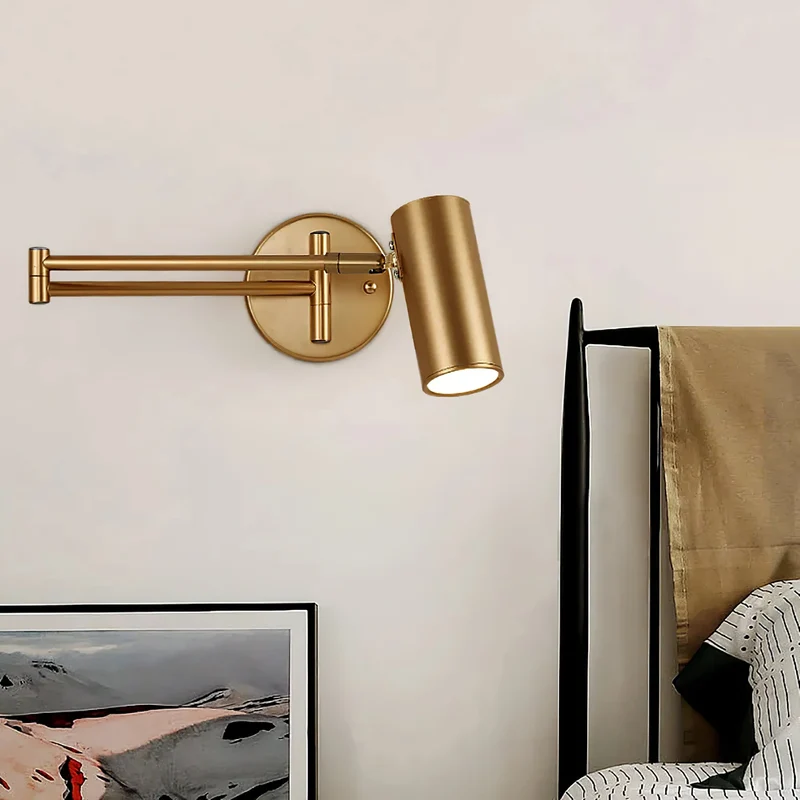 Verstelbare Wandlamp met Zwenkarm – Industrieel Metaal IJzer – 180° Draaibaar – Leeslamp Slaapkamer Nachtkastje | Sansoti
