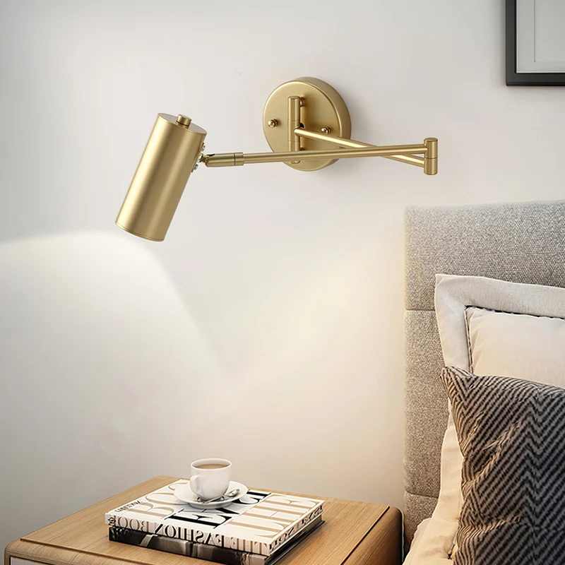 Verstelbare Wandlamp met Zwenkarm – Industrieel Metaal IJzer – 180° Draaibaar – Leeslamp Slaapkamer Nachtkastje | Sansoti