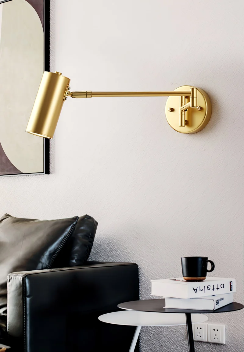 Verstelbare Wandlamp met Zwenkarm – Industrieel Metaal IJzer – 180° Draaibaar – Leeslamp Slaapkamer Nachtkastje | Sansoti