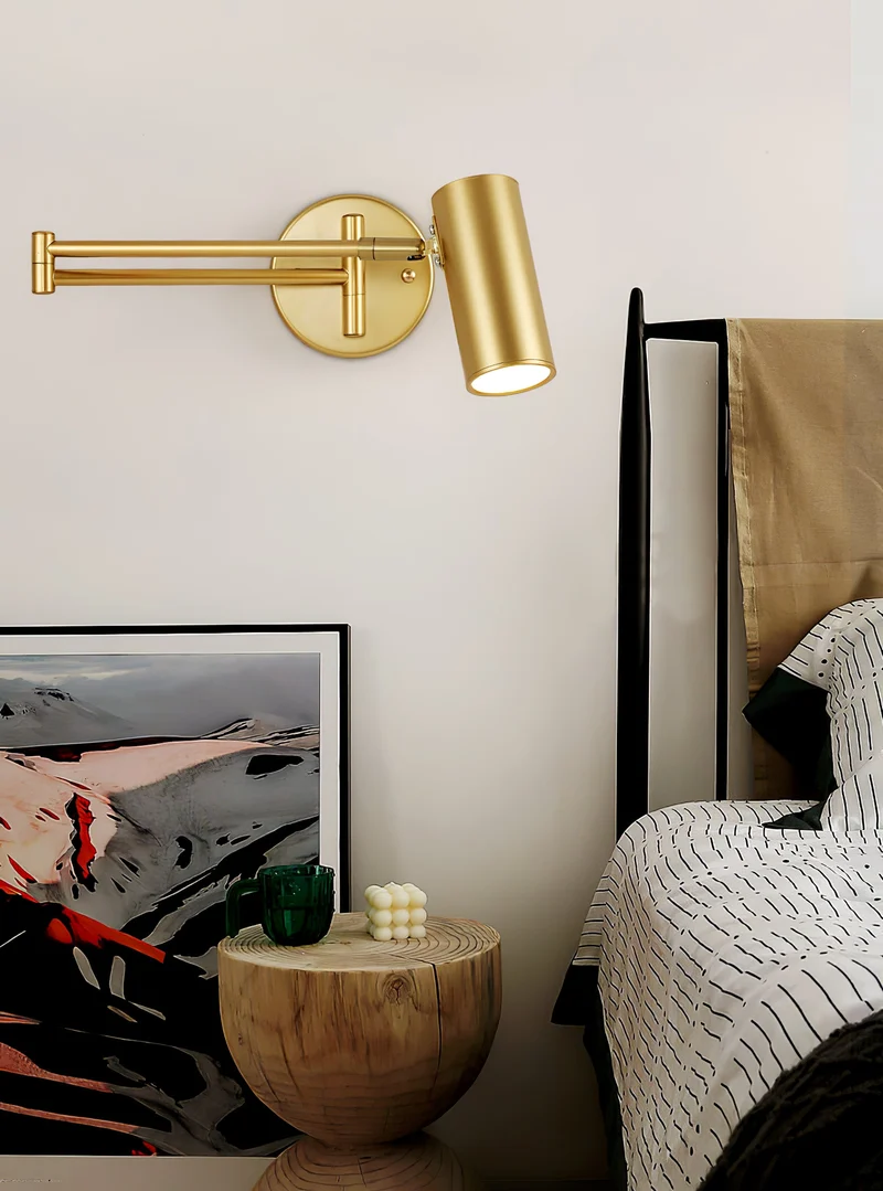 Verstelbare Wandlamp met Zwenkarm – Industrieel Metaal IJzer – 180° Draaibaar – Leeslamp Slaapkamer Nachtkastje | Sansoti