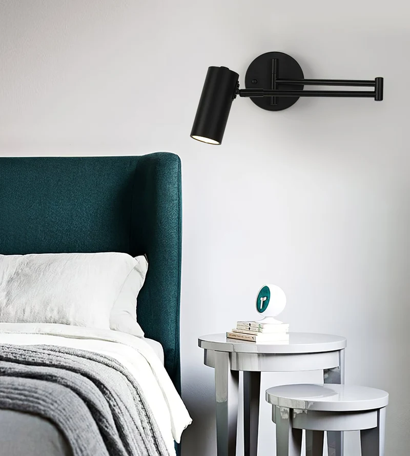 Verstelbare Wandlamp met Zwenkarm – Industrieel Metaal IJzer – 180° Draaibaar – Leeslamp Slaapkamer Nachtkastje | Sansoti