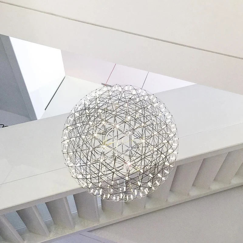 LED Hanglamp Bol Zilver Sfeerverlichting Moderne Lichtbol met Dimbare Lichtpunten Transparante Kristalbol Decoratief Scandinavisch Warm Wit Industrieel Design Interieurlamp | Sansoti