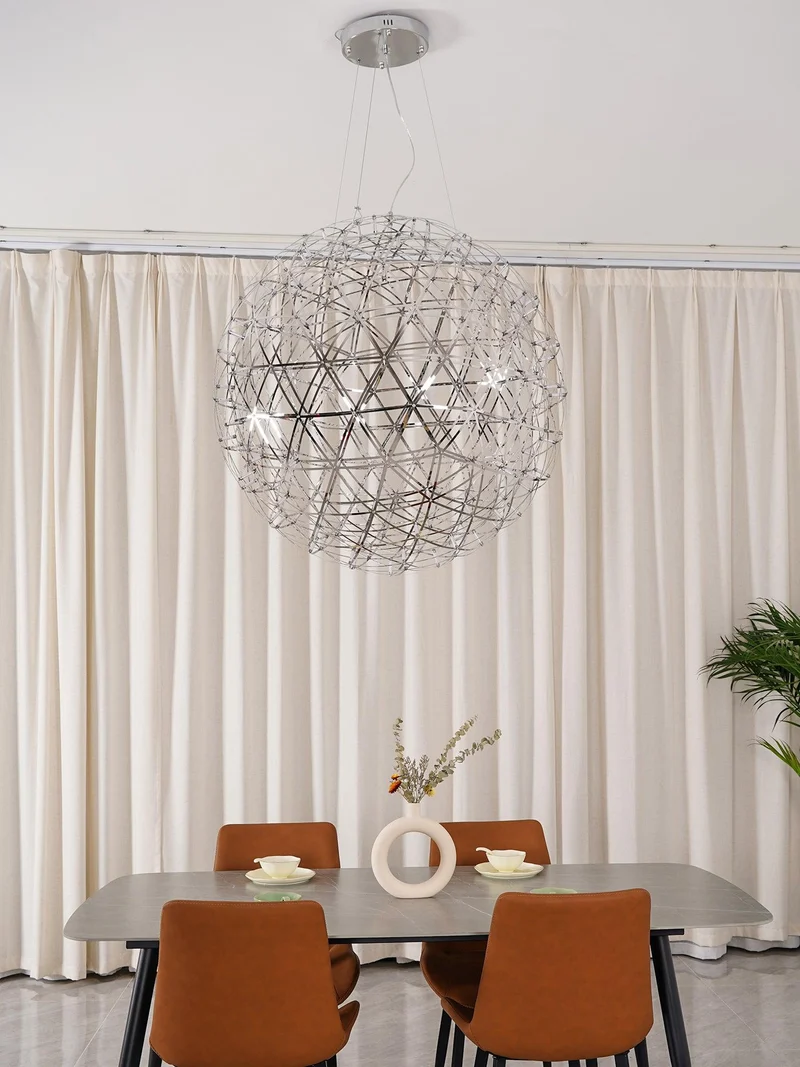 LED Hanglamp Bol Zilver Sfeerverlichting Moderne Lichtbol met Dimbare Lichtpunten Transparante Kristalbol Decoratief Scandinavisch Warm Wit Industrieel Design Interieurlamp | Sansoti