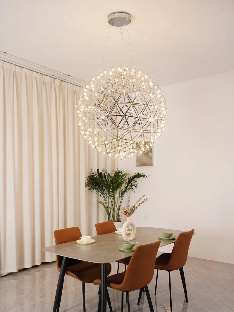 LED Hanglamp Bol Zilver Sfeerverlichting Moderne Lichtbol met Dimbare Lichtpunten Transparante Kristalbol Decoratief Scandinavisch Warm Wit Industrieel Design Interieurlamp | Sansoti