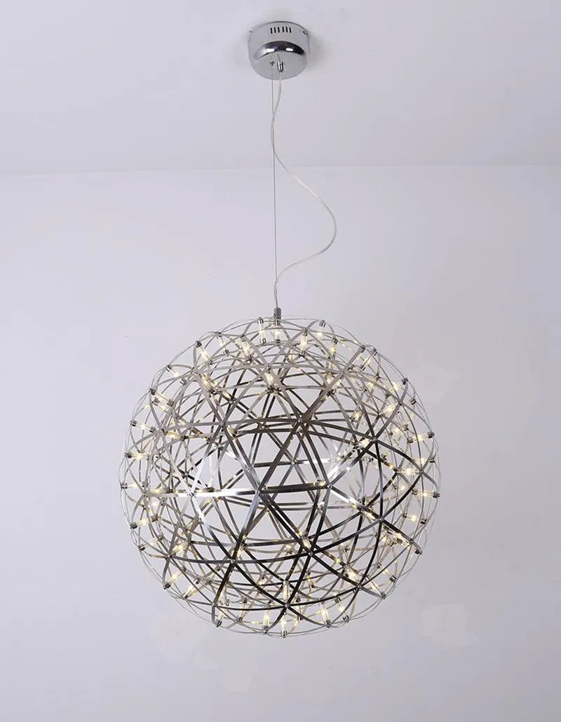 LED Hanglamp Bol Zilver Sfeerverlichting Moderne Lichtbol met Dimbare Lichtpunten Transparante Kristalbol Decoratief Scandinavisch Warm Wit Industrieel Design Interieurlamp | Sansoti