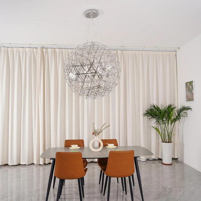 LED Hanglamp Bol Zilver Sfeerverlichting Moderne Lichtbol met Dimbare Lichtpunten Transparante Kristalbol Decoratief Scandinavisch Warm Wit Industrieel Design Interieurlamp | Sansoti