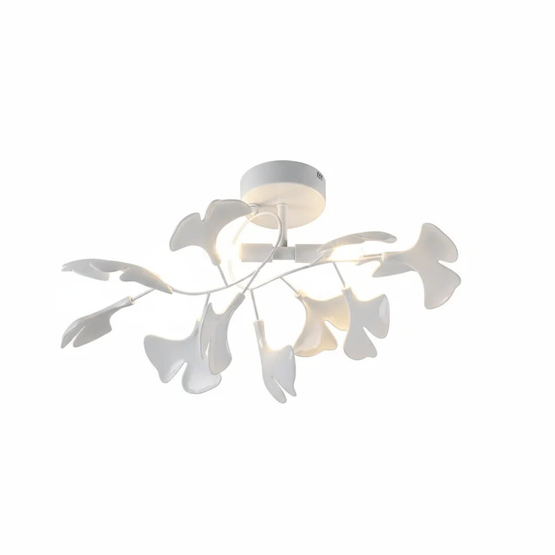Keramische Hanglamp Ginkgo-Blad – Goudkleurige Armatuur met Witte Bladeren – Modern Natuurgeïnspireerd Design voor Woonkamer Eetkamer Slaapkamer | Sansoti