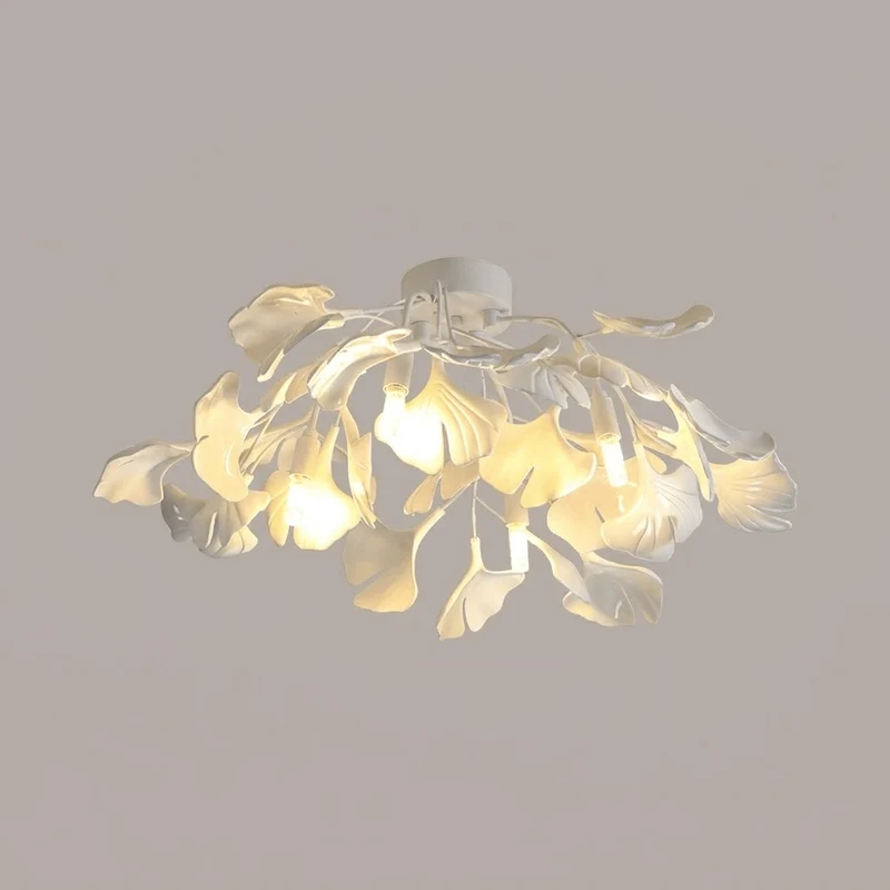 Keramische Hanglamp Ginkgo-Blad – Goudkleurige Armatuur met Witte Bladeren – Modern Natuurgeïnspireerd Design voor Woonkamer Eetkamer Slaapkamer | Sansoti
