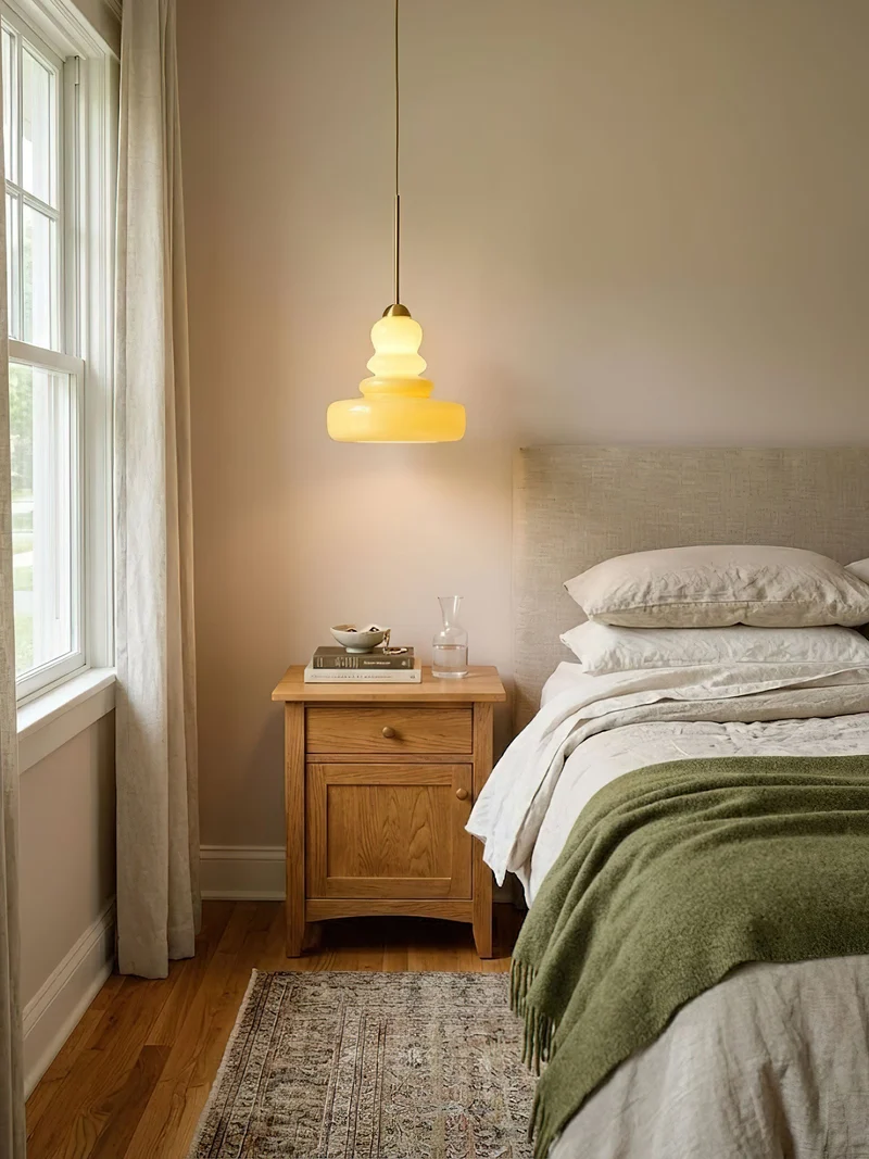 Glazen Hanglamp Industrieel Design Amber & Beige Schoolhouse E26/E27 Fitting Ø30cm voor Woonkamer Keuken Eetkamer | Sansoti