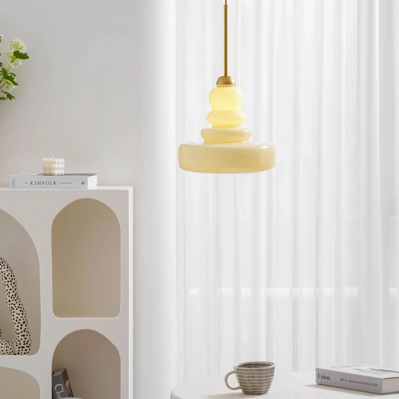 Glazen Hanglamp Industrieel Design Amber & Beige Schoolhouse E26/E27 Fitting Ø30cm voor Woonkamer Keuken Eetkamer | Sansoti