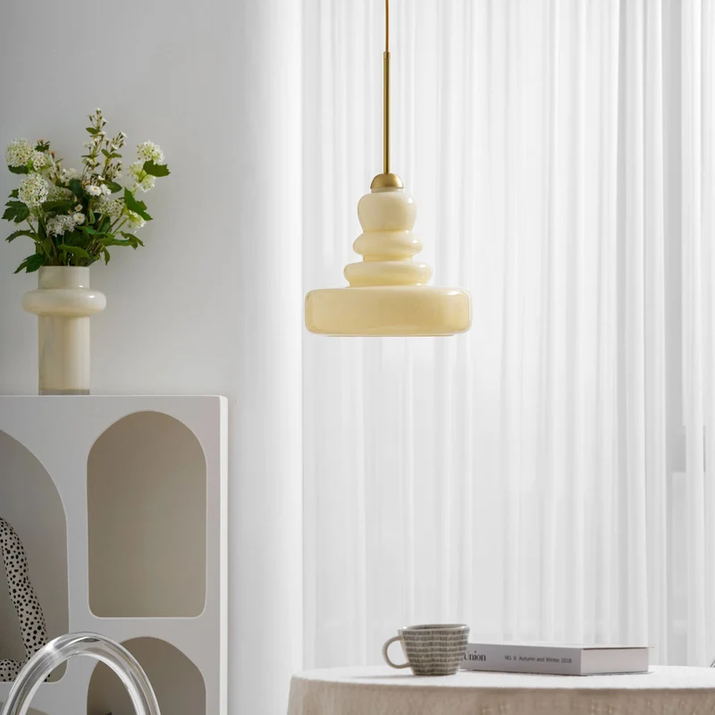 Glazen Hanglamp Industrieel Design Amber & Beige Schoolhouse E26/E27 Fitting Ø30cm voor Woonkamer Keuken Eetkamer | Sansoti